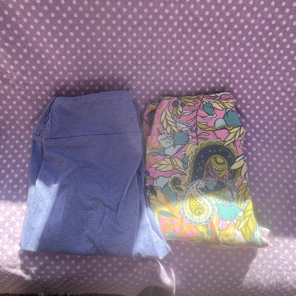 LuLaRoe Women's Leggings - Blue and Multicolor Paisley